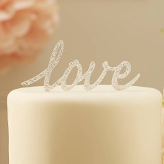 Cake topper - Love Pastel Pink Silver