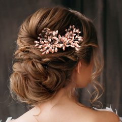 Rosa hårkam / hårsmycke till bal och bröllop