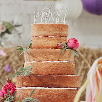 Cake topper - wooden just married