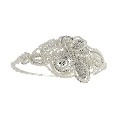 Diadem med pärlor till fest och bröllop