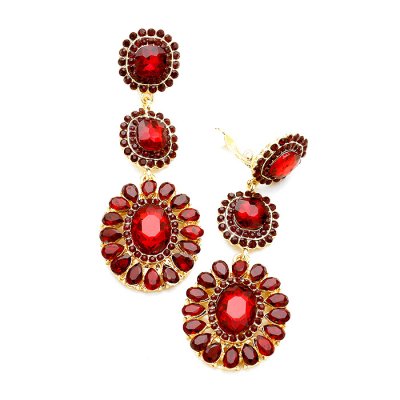 Clipsörhänge - Lillian red/gold