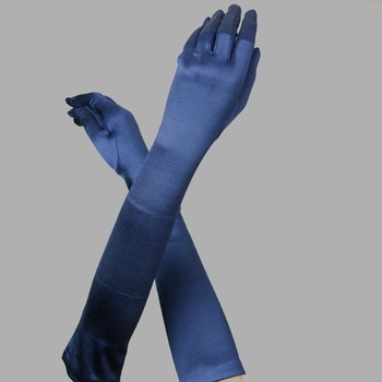 Handske - Lång satin blå