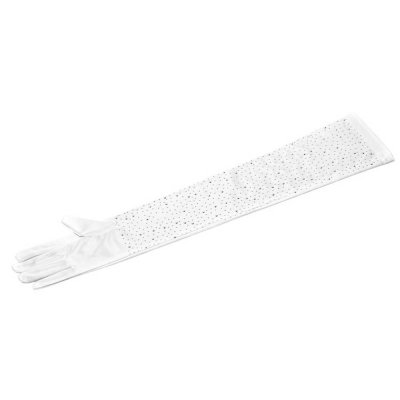 Handskar till bal eller bröllop, strass, opera lenght