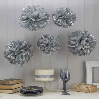 Poms - 5-pack silver