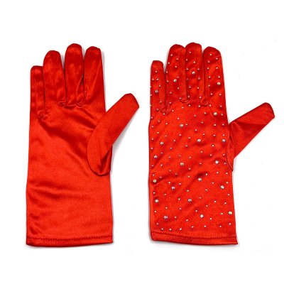 sidenhandskar röda med färgglada strasstenar