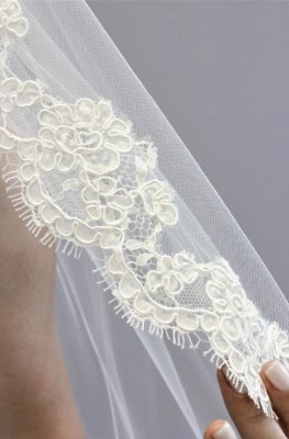 exklusiv handsydd brudslöja med spets